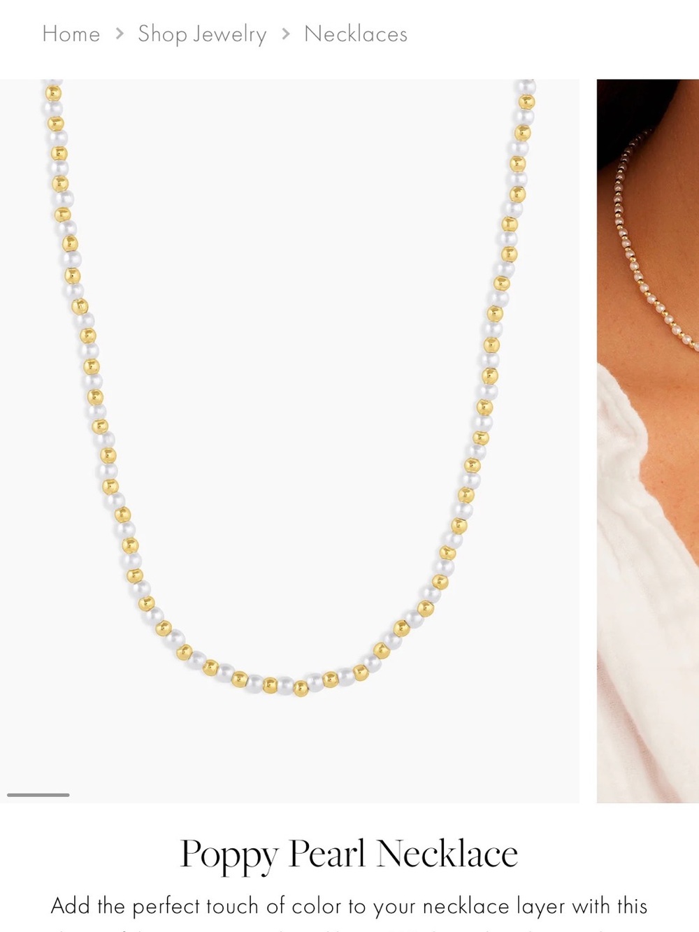 Gorjana Poppy Pearl Necklace - Gold and White